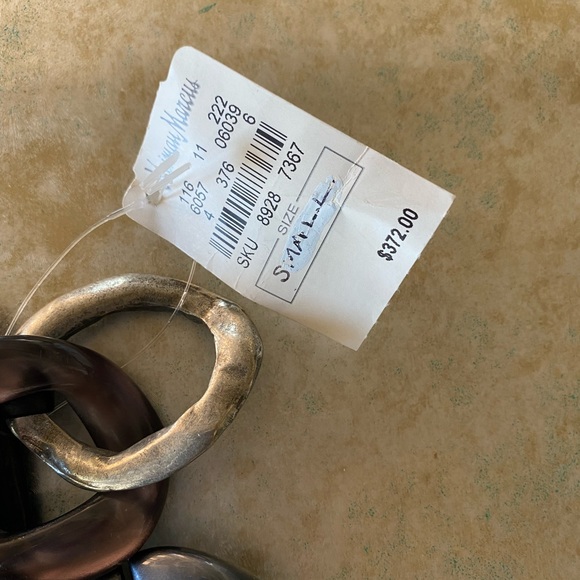 Suzi Roher wide chain/leather/elastic belt. Size Small. 3.25”wide. NWT - Picture 2 of 7